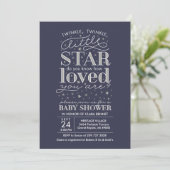Invitation Twinkle Twinkle Star Thème Marine Douche Argent (Debout devant)