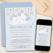 Invitation Twinkle Twinkle Stars et Cloud Boy Bébé Sprinkle