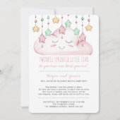 Invitation Twinkle Twinkle Stars et Cloud Girl Baby Sprinkle (Devant)