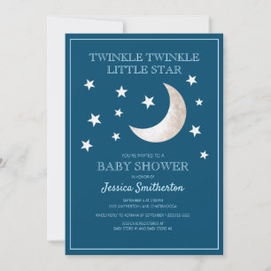 Invitation Twinkle Twinkle Stars Moon Bébé Garçon Baby Shower