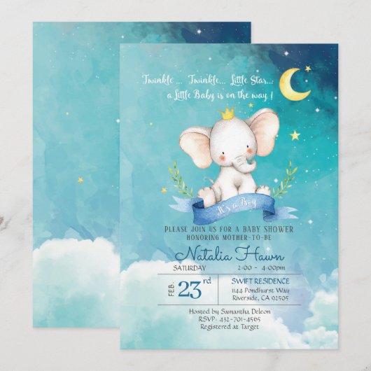 Invitation Twinkle Twinkle Twinkle (Devant / Derrière)