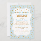 Invitation Twinkle Twins Baby Sprinkle, baby shower jumeaux g (Devant)