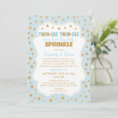 Invitation Twinkle Twins Baby Sprinkle, baby shower jumeaux g (Debout devant)
