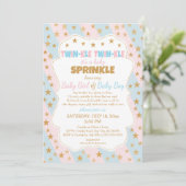 Invitation Twinkle Twins Baby Sprinkle, garçon et fille jumea (Debout devant)