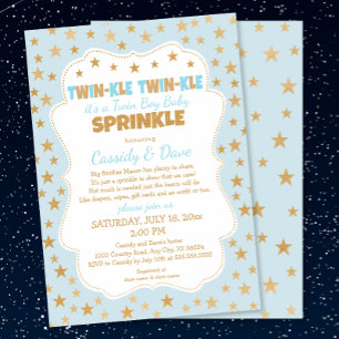 Invitation Twinkle Twins Baby Sprinkle, jumeaux baby shower