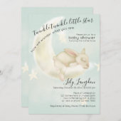 Invitation "Twinkles "Bunny Sweet Dreams | Ciel Turquoise (Devant / Derrière)