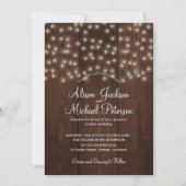 Invitation Twinklights rustique automne grange bois mariage (Devant)