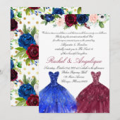 Invitation Twins 16e marine bourguignonne (Devant / Derrière)