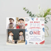 Invitation Twins All American 1st Birthday Multiples photos (Debout devant)