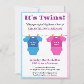 Invitation Twins Baby shower Party Girl Boy. (Devant)