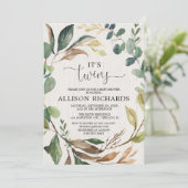 Invitation Twins baby shower rustique genre neutre automne fe (Debout devant)