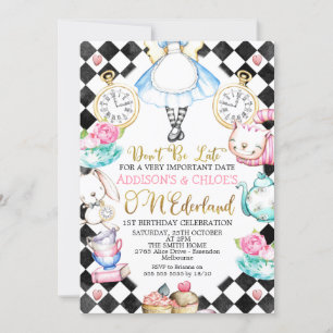 Invitation Twins Black Diamond Alice Dans L'Onderland Anniver
