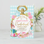 Invitation Twins Blue Watch Alice Dans L'Onederland Anniversa (Debout devant)