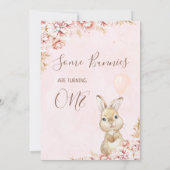Invitation Twins Boho Floral Bunny Balloon 1er anniversaire (Dos)