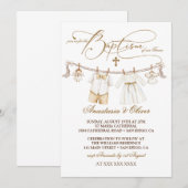 Invitation Twins Boy & Girl Baptism Christening Boho (Devant / Derrière)