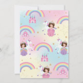 Invitation Twins Brunette Princesses et Unicorne Anniversaire (Dos)
