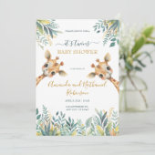 Invitation Twins Cute Wild Jungle Animaux (Debout devant)