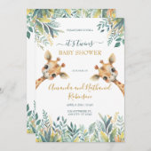 Invitation Twins Cute Wild Jungle Animaux (Devant / Derrière)