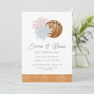 Invitation Twins de cheerleading et de basketball ou Frères e