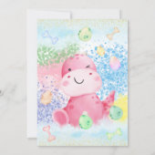 Invitation Twins Dinosaur Floral Verdure bébé fille douche (Dos)