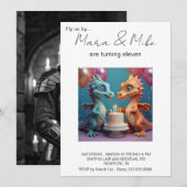 Invitation *~* TWINS Dragon Cake Photo AP88 Anniversaire (Devant / Derrière)