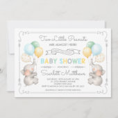 Invitation Twins Elephant Baby shower Pastel Balloons Invitat (Devant)