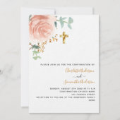Invitation Twins filles rose floral photo luxe Confirmation (Devant)