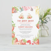 Invitation Twins Fraise Berry Baby shower doux (Debout devant)