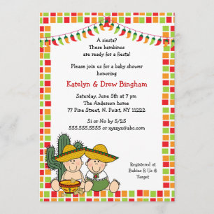 Invitation Twins garçon fille mexicaine Fiesta Baby shower In