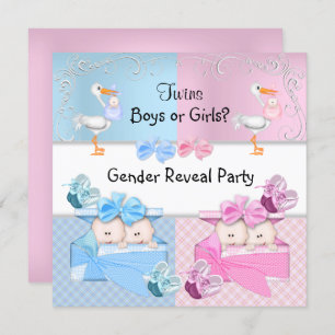 Invitation Twins Genre Reveillez Fête Garçons ou Filles Blue 