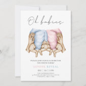 Invitation Twins Genre Révéler aquarelle bébé devient invitat (Devant)