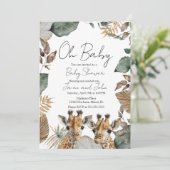 Invitation Twins Giraffe Jungle Wild Baby Shower (Debout devant)