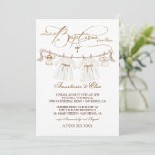 Invitation Twins Girls Vintage Boho Baptême (Debout devant)