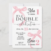 Invitation Twins Join Birthday Pink Coquette (Devant)