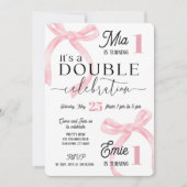 Invitation Twins Join Birthday Pink Coquette (Devant)