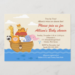 Invitation TWINS ! Le Baby shower d'Arc de Noé