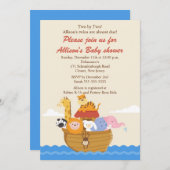 Invitation TWINS ! Le Baby shower d'Arc de Noé (Devant / Derrière)