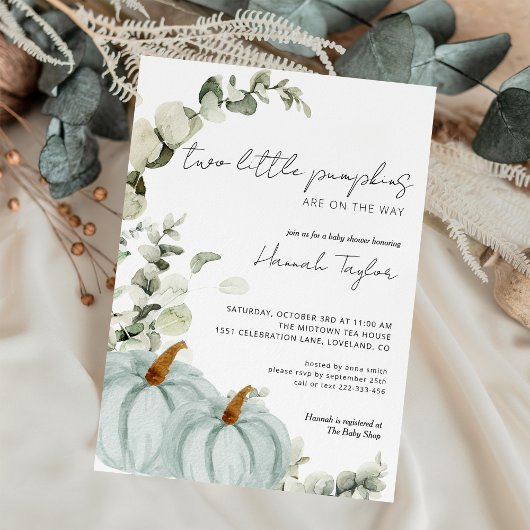 Invitation Twins Little Citrouille Boys Fall Baby shower