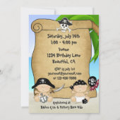 Invitation Twins mignonne petit Buccaneer Baby shower Pirate (Dos)