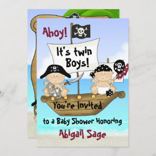 Invitation Twins mignonne petit Buccaneer Baby shower Pirate