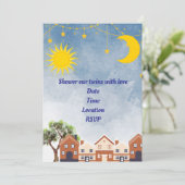 Invitation Twins Moon et Baby shower solaire (Debout devant)