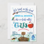Invitation Twins O-fish-ally Little Fisherman 2e anniversaire (Devant)