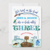 Invitation Twins Pêche thème garçons 3e o-poisson-allié anniv (Devant)