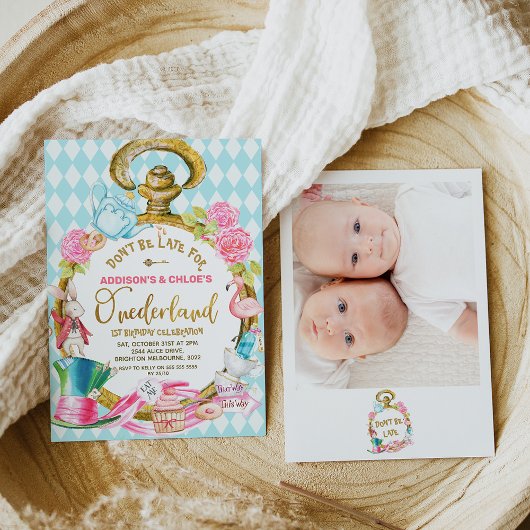 Invitation Twins Photo Watch Alice Dans L'Onederland Annivers