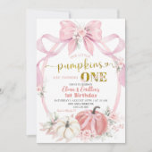 Invitation Twins Pink Bow Coquette Petite Citrouille Annivers (Devant)