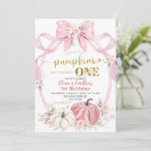 Invitation Twins Pink Bow Coquette Petite Citrouille Annivers (Debout devant)