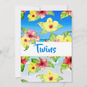 Invitation Twins Plage de fleurs tropicales Baby shower flora (Dos)