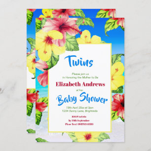 Invitation Twins Plage de fleurs tropicales Baby shower flora