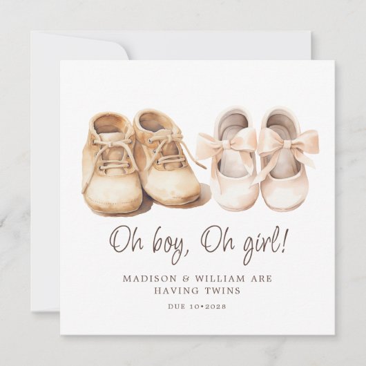 Invitation Twins Pregnancy Announcement (Devant)