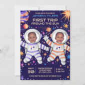 Invitation Twins Premier voyage autour du Soleil Astronaut Ph (Devant)